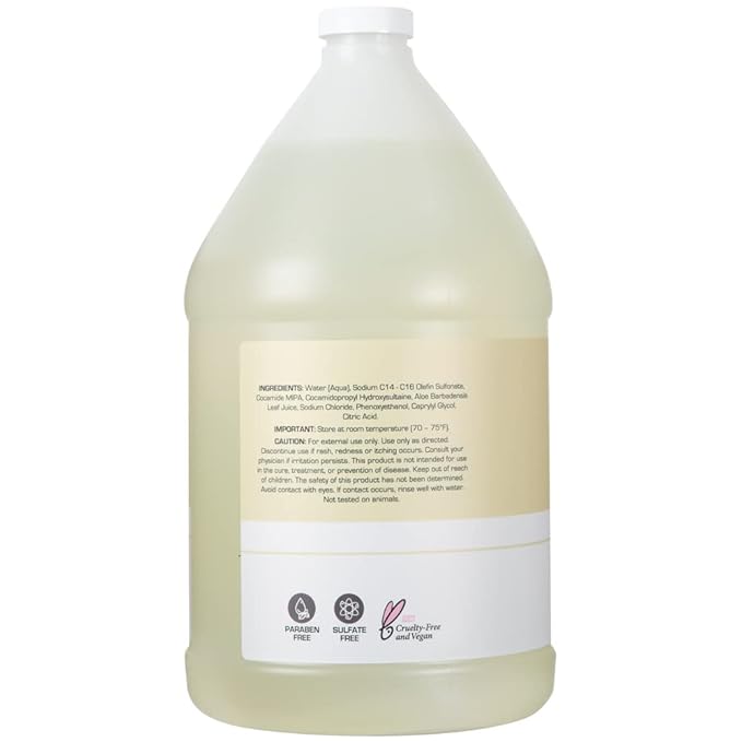 Ginger Lily Farms Club & Fitness Moisturizing Shampoo for All Hair Types, 100% Vegan & Cruelty-Free, Fragrance Free, 1 Gallon (128 fl oz) Refill