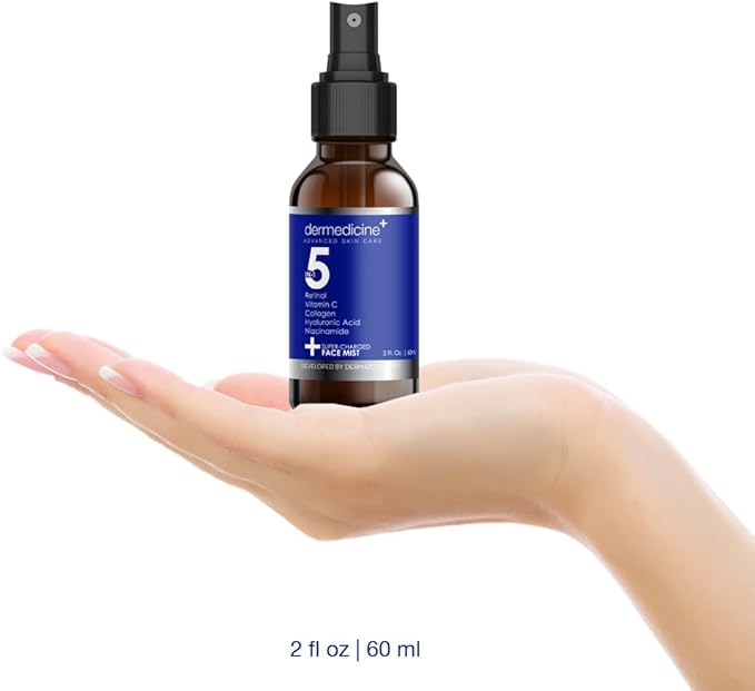 5 in 1 Super Charged Anti-Aging Face Mist w/Retinol, Vitamin C, Collagen, Hyaluronic Acid & Niacinamide | Hydrates, Refreshes & Brightens for a More Glowing Complexion | 2 fl oz, 60 ml