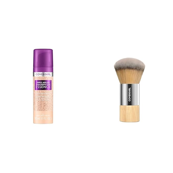 Covergirl Simply Ageless 20 Light Foundation, Blending Brush - Skincare Makeup with Bakuchiol & Tranexamic Acid Reduces Fine Lines & Fades Dark Spots