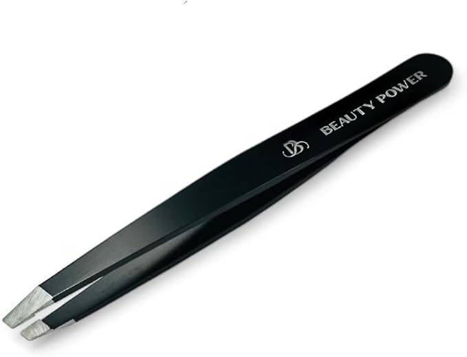 Professional Slant Tweezers for Women Facial Hair - German Stainless Steel, Ultra Precision, Lightweight Black Tweezers for Women & Men, Ideal for Eyebrow & Facial Grooming (Matte Black)