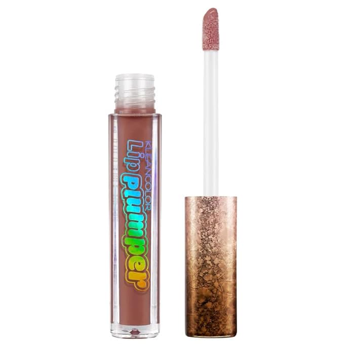 Kleancolor Lip Plumper Gloss - 04 Maple Sugar | Hydrating & Plumping Lip Gloss | Caramel Nude | High-Shine Finish | Smooths Fine Lines | Coconut Scent | 0.1 Fl Oz