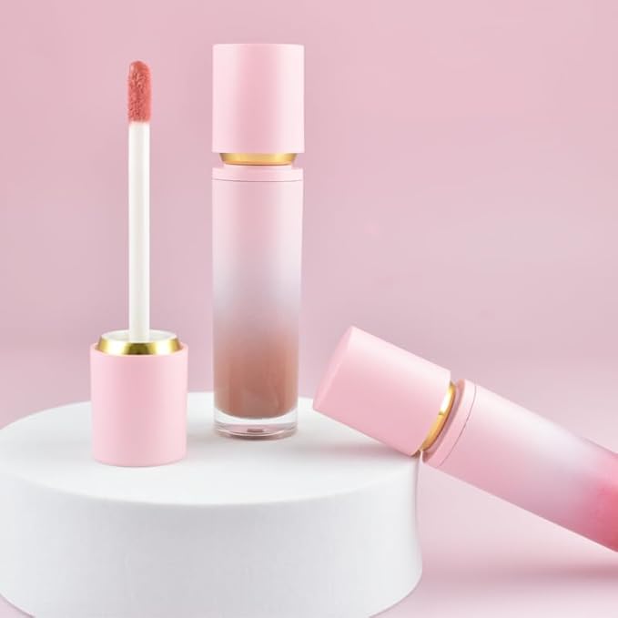 5 Pcs Gradient Pink Lip Gloss Tubes 8ml Empty Refillable Plastic Lip Gloss Containers with Wand Applicators for DIY Lip Gloss Lipstick