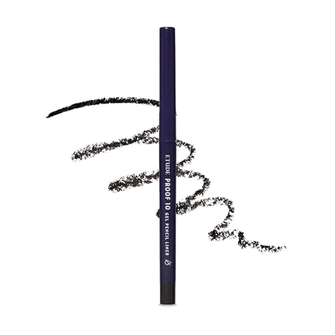ETUDE Proof 10 Gel Pencil Liner 0.3g (#1 Black) | Creamy Gel Texture Eyeliner with Wearable Shades to Create Precise Line Eye Makeup without Efforts, Korean Makeup, Perfect for Gift