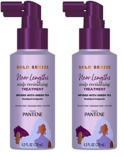 Pantene Gold Series New Lengths Scalp Revitalizing Treatment, 4.2 Fl Oz Scalp Treatment Infused with Green Tea, Moisturizes, Strengthens and Protects from the Root for Visibly Longer Hair (Pack of 2)