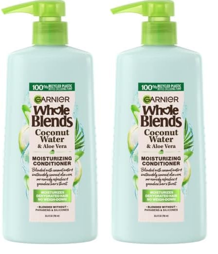 Garnier Whole Blends Coconut Water & Aloe Vera Refreshing Conditioner for Normal Hair, 26.6 Fl Oz, 1 Count (Packaging May Vary) (Pack of 2)