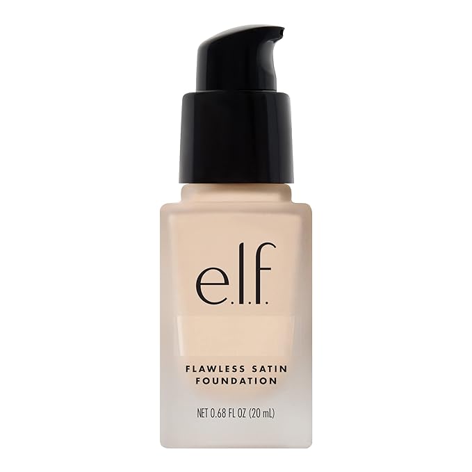 e.l.f. Flawless Satin Foundation, Lightweight & Medium Coverage, Semi-Matte Finish, Vegan & Cruelty-Free, Pearl, 0.68 Fl Oz (20mL)