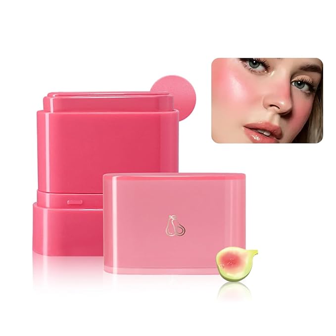 Multi-Purpose Makeup Hydrating Cream Blush Stick, Beauty Solid Moisturizer Stick For Cheek & Eyes & Lips,Waterproof Natural Moisture Smooth Blendable Matte Finish Face Blush Makeup (#02 Guava)