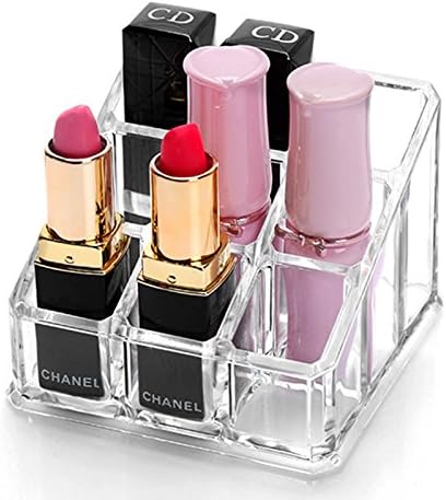 Sooyee Lipstick Organizer,Lipstick Holder,9 Spaces Acrylic Lipstick Case,Cosmetic Display Cases for Lipstick, Brushes, Bottles, and more,Clear