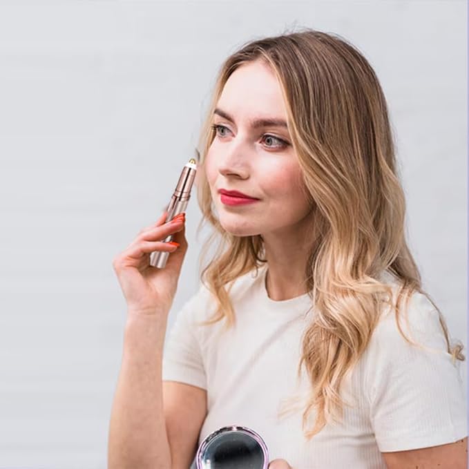 Gurelax Women's Electric Eyebrow Trimmer with Replacement Blades, Precision LED Light, Safe and Instant Painless Hair Remover