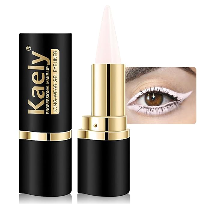 Kaely Quartz Queen White Gel Eyeliner Pencil, Natural Cream Eye Liner Waterproof Smudge Proof, Matte Waterline Eyeliner Eyeshadow Stick, Brighten Eye Makeup, Vegan & Cruelty-Free, 14