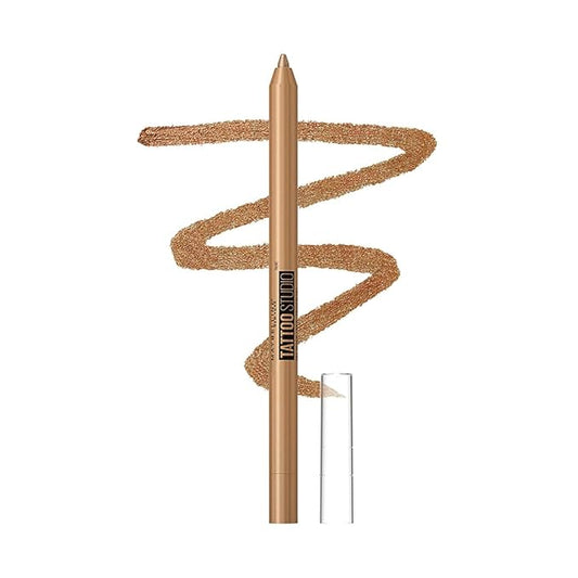 MAYBELLINE New York Tattoo Studio Long-Lasting Sharpenable Eyeliner Makeup Pencil, Glide on Smooth Gel Pigment, 36 Hour Wear, Waterproof Bronze Glitz 0.04 oz