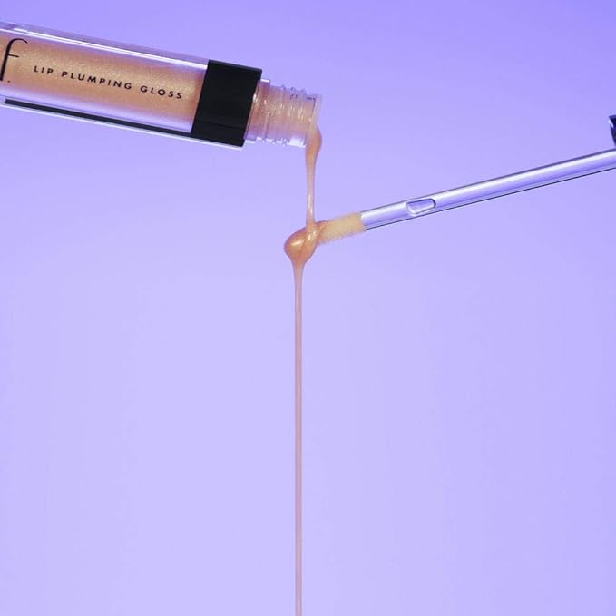 e.l.f. Lip Plumping Gloss, Hydrating, Nourishing, Invigorating, High-Shine, Plumps, Volumizes, Cools, Soothes, Champagne Glam, Shimmer, 0.1 Oz