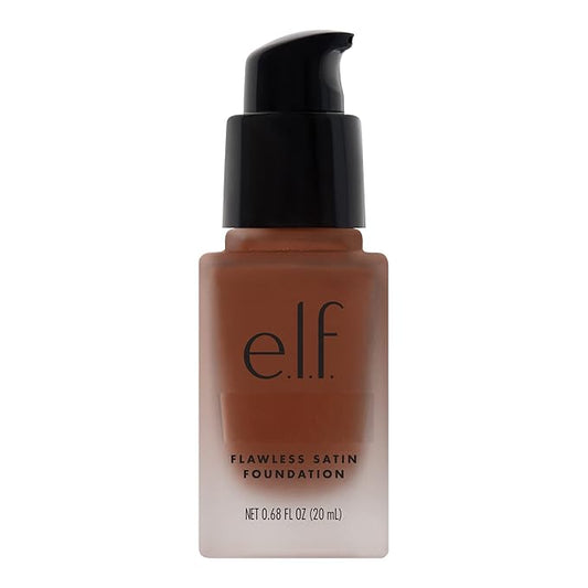 e.l.f. Flawless Satin Foundation, Lightweight & Medium Coverage, Semi-Matte Finish, Vegan & Cruelty-Free, Truffle, 0.68 Fl Oz (20mL)