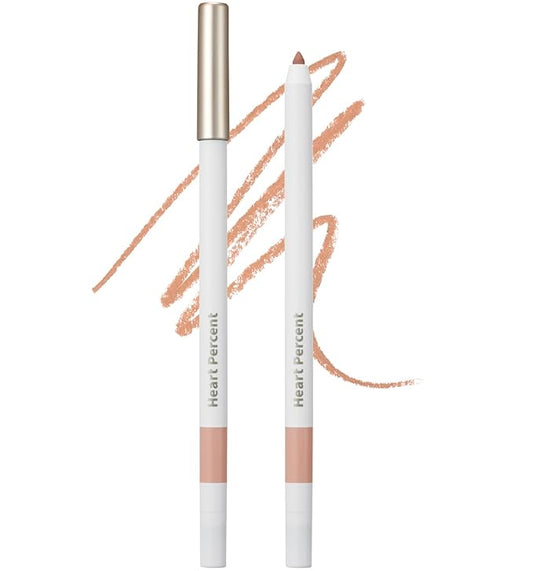 Heart Percent Dote On Mood Lip Pencil Slim, Defines and Fills Creamy Lip Liner Retractable Lipstick Pencil with Built-In Sharpener, #01. Peach Beige