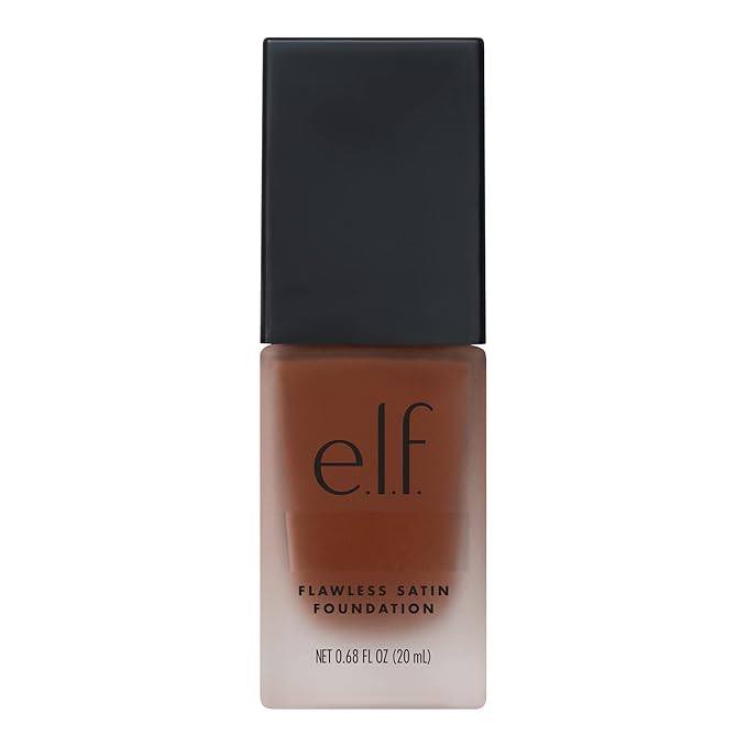 e.l.f. Flawless Satin Foundation, Lightweight & Medium Coverage, Semi-Matte Finish, Vegan & Cruelty-Free, Truffle, 0.68 Fl Oz (20mL)