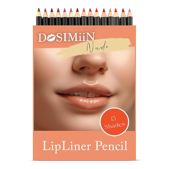 Lip Liner Pencil 15 Shades – Natural Nude Collection Lipliner Matte Finish, Creamy Texture, Long Lasting Color, High Pigmented Lip Pencils
