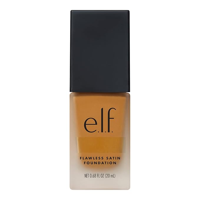 e.l.f. Flawless Satin Foundation, Lightweight & Medium Coverage, Semi-Matte Finish, Vegan & Cruelty-Free, Suede, 0.68 Fl Oz (20mL)