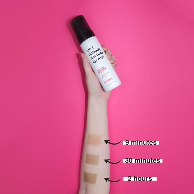 B.TAN Pre-Shower Self Tanner Mousse, 9 min, 1 Hour, Vegan, Cruelty Free, 6.7 Fl Oz