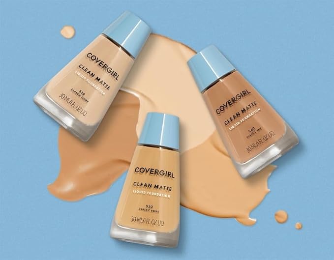 COVERGIRL, Clean Matte Liquid Foundation, Creamy Natural, 1 may vary)
