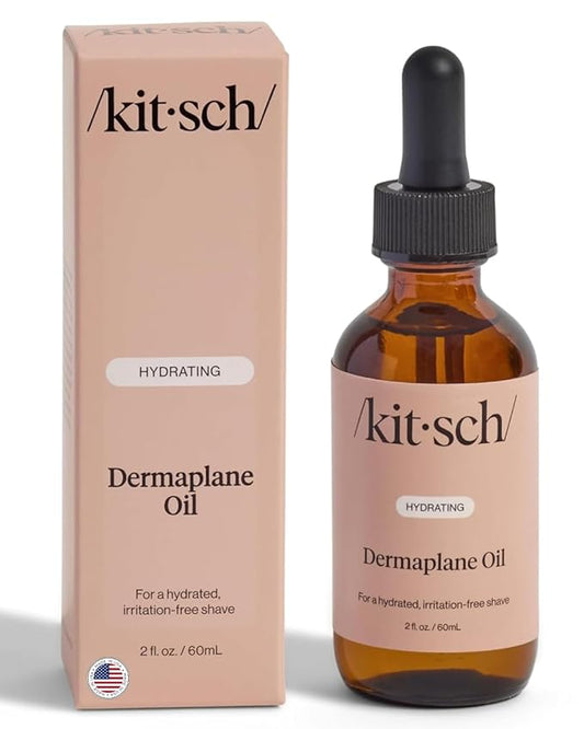 Kitsch Hydrating Dermaplane Oil, Face Shaving Oil for Women - use with Dermaplaning Tool, Razor, Shaver or Microblades for Face for Close Shave, with jojoba, vitamin E, grapeseed & argan oil - 2oz