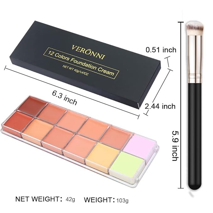 12 Color Correcting Concealer Palette With Concealer Brush,