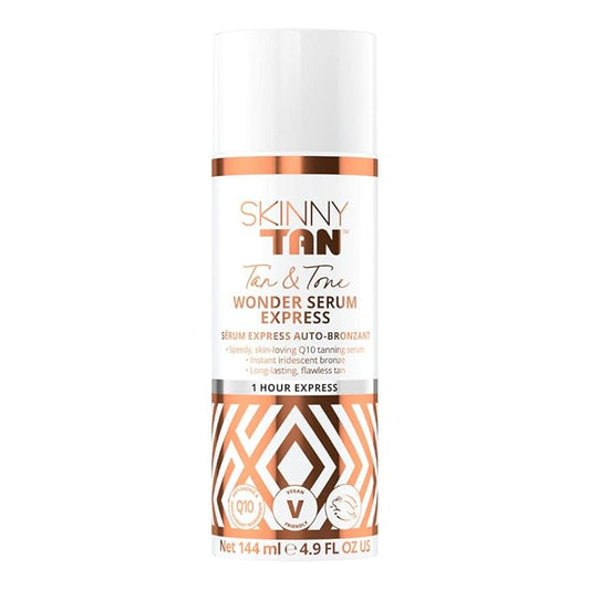 SkinnyTan Tan and Tone Wonder Serum Express - Hydrating Serum with Anti-Aging Q10, Aloe Vera, and Vitamin E - 1 Hour Express - 4.9 oz