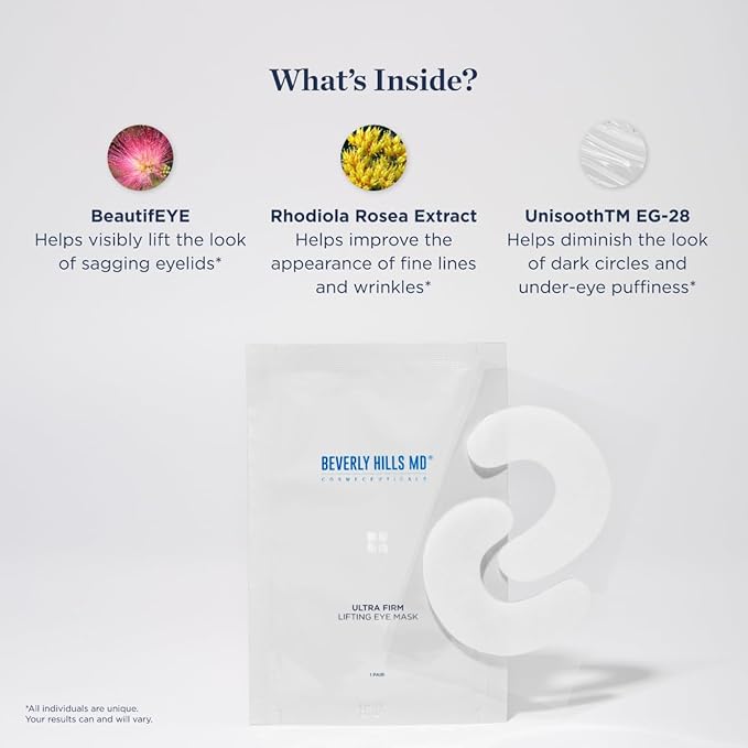 Ultra Firm Lifting Eye Mask- Visibly Lift, Tighten, Contour Eye Area for Wrinkles, Dark Circles- Skin Smoothing & Brightening- Visibly Reduce Signs of Aging w/Rhodiola Rosea Extract