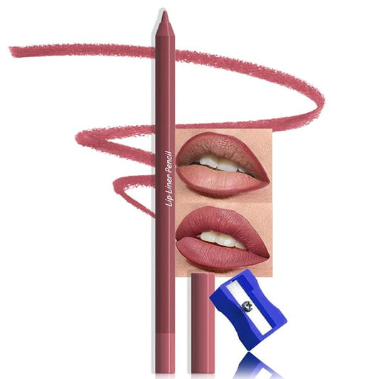 evpct 1Pcs Mauve Red Matte Long Lasting Lip Liner Pencils Makeup for Shaping & Sculpting Lips, No Transfer Long Wear Waterproof Pigmented Lip Liner lipliners Crayon Lipstick Pencil Sharpener 05