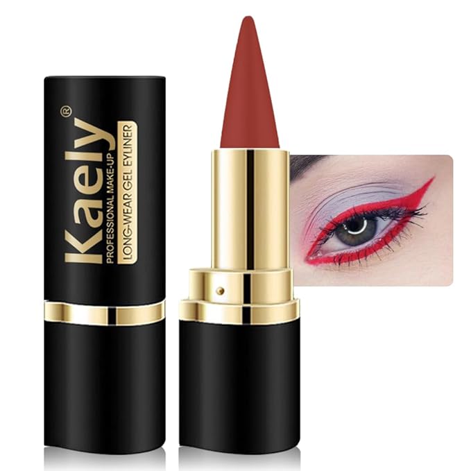 Kaely Red Gel Eyeliner Pencil,Waterproof Smudge Proof Eye Liner Pen,Cat Eye Goth Halloween Makeup,Eye Black Face Paint Lipstick Crayon,Color Colorful Eyeliner Eyeshadow Stick,12