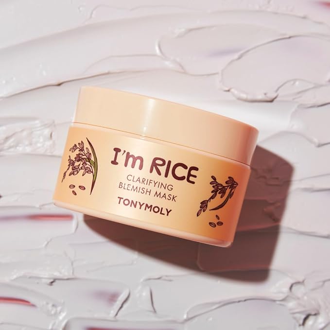 TONYMOLY I'm Rice Clarifying Blemish Clay Mask, Facial Mask Detoxifiies, Reduces Redness & Soothes Irritated Skin, Kaolin Clay & Fermented Rice, 100ml