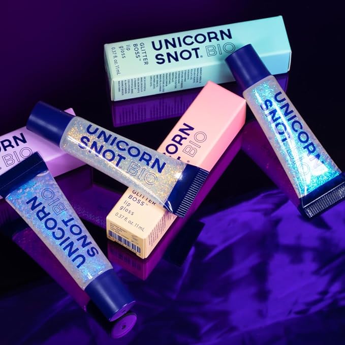 UNICORN SNOT Glitter Lip Gloss - Sparkly Lip Shine - Stocking Stuffers for Women, Gifts for Teen Girls - Vegan & Cruelty-Free Non-Sticky Formula Gloss Glitter Makeup - Multi-Colored Set of 3