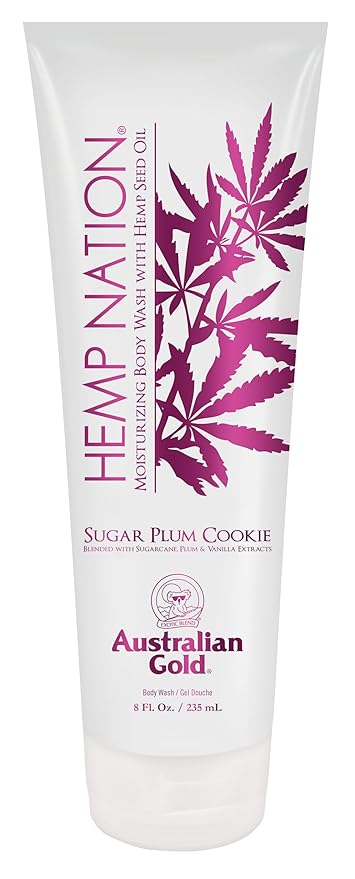Australian Gold Hemp Nation Sugar Plum Cookie Bundle - Tan Extender Body Lotion (18 FL Oz) and Body Wash (8 FL Oz), Delectable Blend of Sugarcane, Plum, and Vanilla, Pure Hemp Seed Oil