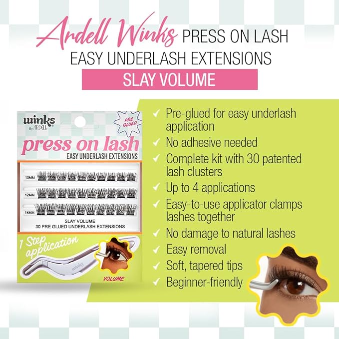 Ardell Winks Press On Eyelash Extensions, Volume - DIY Lash Clusters, 30 Individual Lashes, Natural Look Lashes with Applicator, 1 Pack