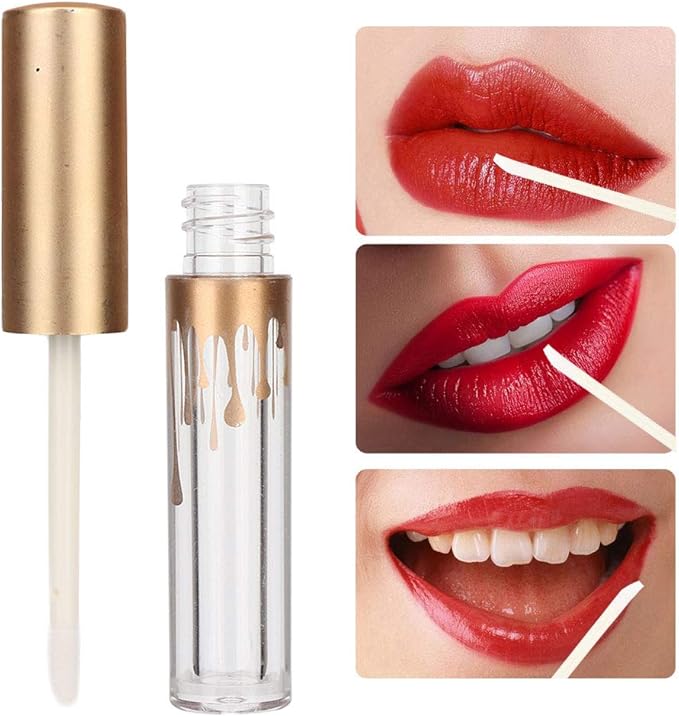 10 pcs Empty Lip Gloss Tubes, Transparent and Glod Plastic Lip Gloss Tube Containers DIY Lipstick Balm Travel Makeup Transparent Bottle With Matte Gold Cap Lip Gloss Bottles