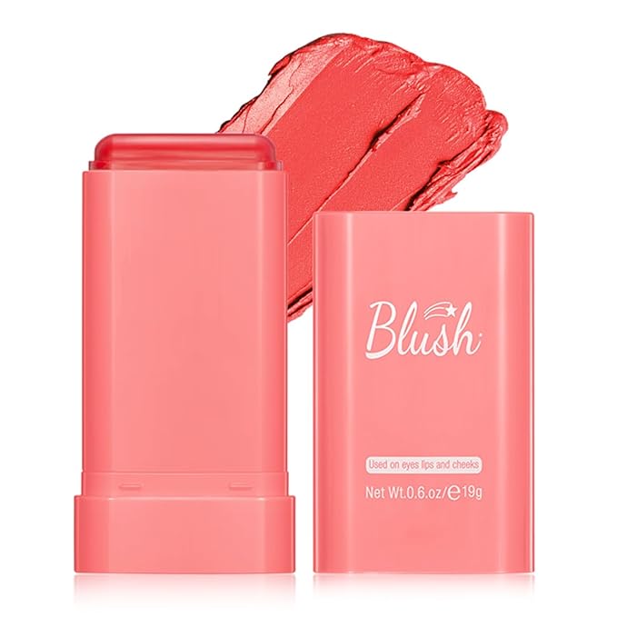 Multi-Use Makeup Blush Stick, 3-in-1 Cream Blush Stick Beauty Tinted Solid Blush Stick for Cheek/Eyes/Lips, Waterproof Moisturizer Stick, Suitable for All Skin (03# Orange)