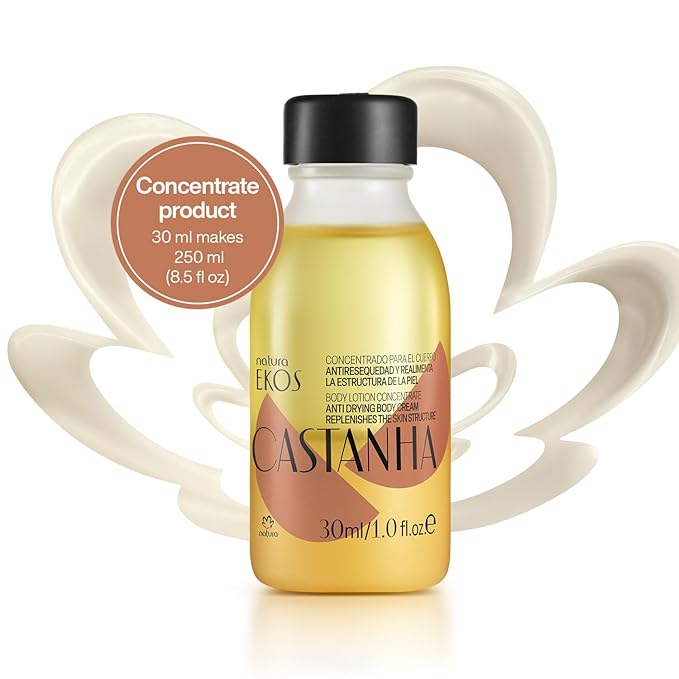 natura Ekos Castanha Body Lotion Concentrate Refill 30ml - Anti-Dryness - Deep Skin Hydration Moisturizer - Vegan Skin Care - Self Care & Body Care