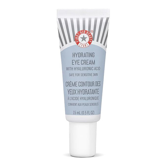 First Aid Beauty - Hydrating Eye Cream with Hyaluronic Acid, Nourishing Eye Cream that Provides 24 hours of Hydration, Helps Smooth Fine Lines, Wrinkles & Puffiness, Safe for Sensitive Skin, 0.5 oz