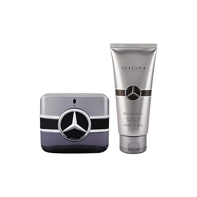 Mercedes-Benz Sign Your Attitude Giftset - Mens Cologne Set - Eau de Toilette Cologne for Men - Mens Body Wash - Bergamot, Amber Fragrances - 2 Pc