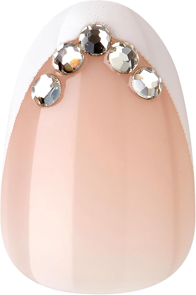 KISS Classy Nails Premium, Press-On Nails, Nail glue included, 'Prevailing', Light White, Short Size, Almond Shape, Includes 30 Nails, 2G Glue, 1 Manicure Stick, 1 Mini File