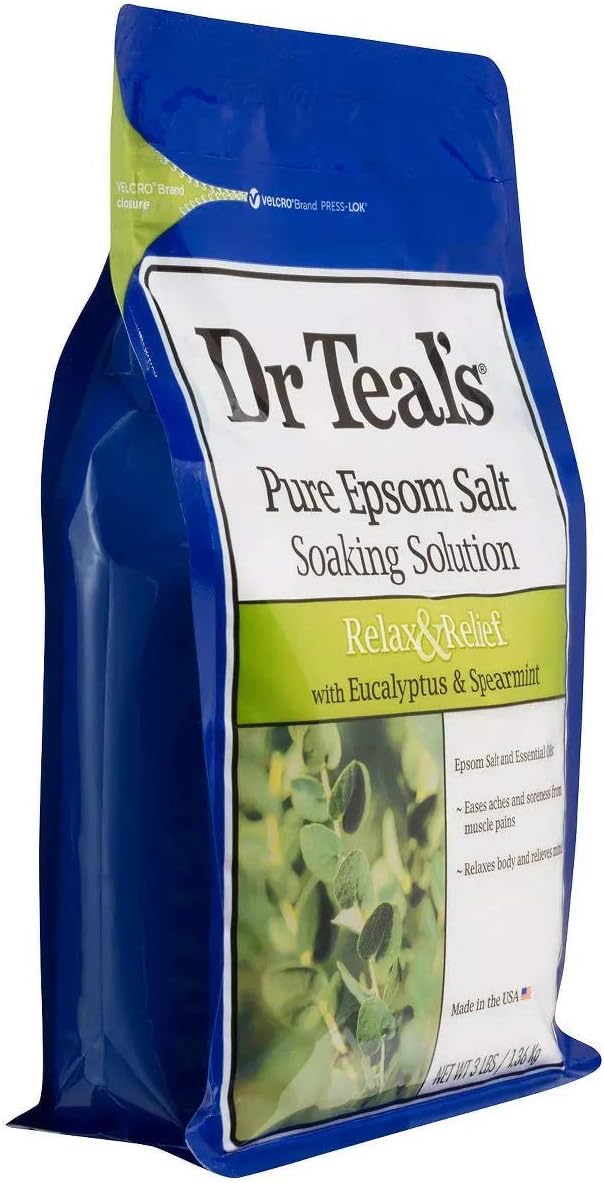 Dr Teal's Epsom Salt Bath Variety Gift Set (2 Pack, 3lb Ea) - Relax & Relief Eucalyptus & Spearmint, Nourish & Protect Coconut - Essential Oils & Pure Epsom Salt