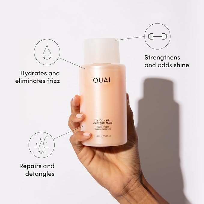 OUAI Thick Shampoo Refill - Moisturizing Shampoo with Keratin, Marshmallow Root, Shea Butter & Avocado Oil for Thick Hair - Strengthens & Hydrates - Paraben, Phthalate, Sulfate Free Shampoo (32 Fl Oz)