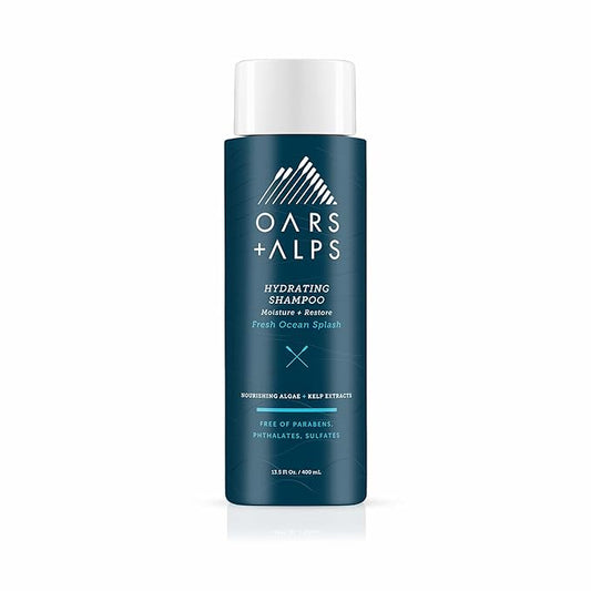 Oars + Alps Men's Sulfate Free Hydrating Shampoo, Infused with Kelp and Algae Extracts, Fresh Ocean Splash, 13.5 Fl Oz