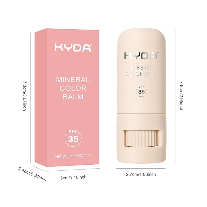 KYDA 3 Colors Mineral Color Balm, Buildable Shimmer Color for Lips and Cheeks, Broad spectrum SPF 35, Natural Shimmer Finish, Lightweight Blendable Creamy, Multiuse Blush Stick, Set A