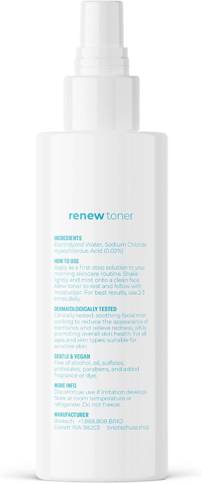 BRIOTECH Renew Toner, Hypochlorous Acid Spray, Minimize Appearance of Blemishes, Soothing Facial Mist for Sensitive Skin, Calm Redness & Bumps, Hypoallergenic & Vegan, 2 fl oz Travel Size (2)