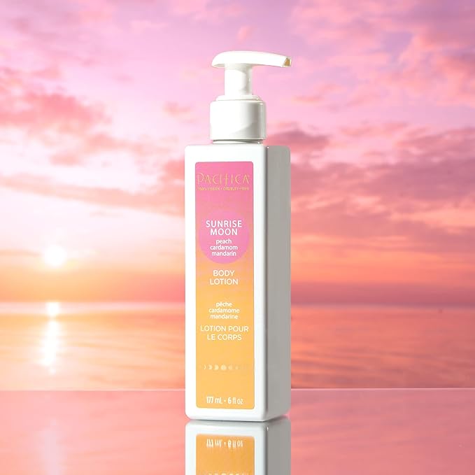 Pacifica Body Lotion - Sunrise Moon Body Moisturizer -Plant Powered Aromatherapy Peach, Cardamom & Mandarin Scented -w/Shea Butter, Avocado & Sunflower Clean Vegan & Cruelty-Free Dermatologist Tested