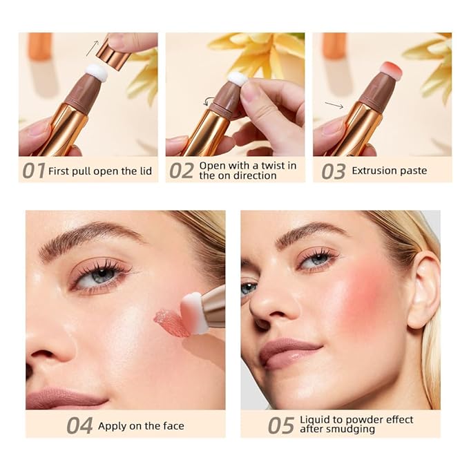 2 in 1 Multifunctional Makeup Pen, Contour Blush Highlighter, Pearl Fine Shine, Matte Natural Brighten Face Makeup (6, 1)