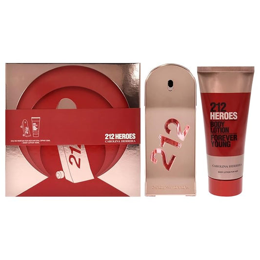 Carolina Herrera 212 Heroes Forever Young 1.7oz EDP Spray, 3.4oz Body Lotion Women 2 Pc Gift Set