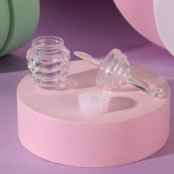 RONRONS 20 Pieces Lip Gloss Tubes, 5.5ml/0.19oz Clear Lip Gloss Containers Amber Honecomb Shaped with Wand Empty Lip Balm Bottle Dispenser with Rubber for DIY Lipstick Cosmetic Sample