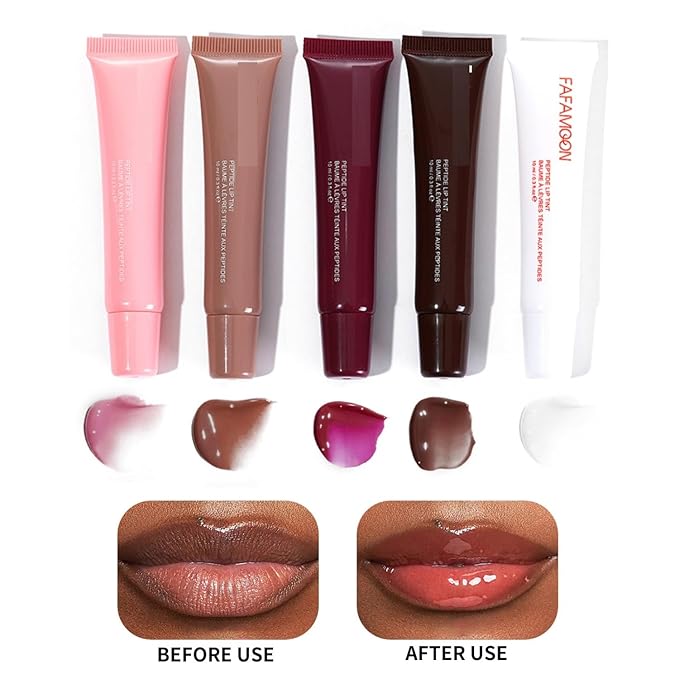 MAEPEOR Lip Glowy Balm 5 Colors Plumping Hydrating Lip Butter Balm and Nourishing Lip Care Lip Treatment Glossy Finish Non-sticky Tinted Lip Balm (02 Toast)