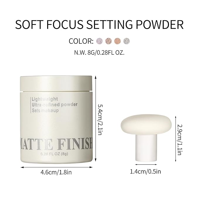 Erinde White Translucent Matte Setting Powder with Puff,